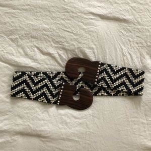 Anthropologie Beaded Belt with Wooden Clasp